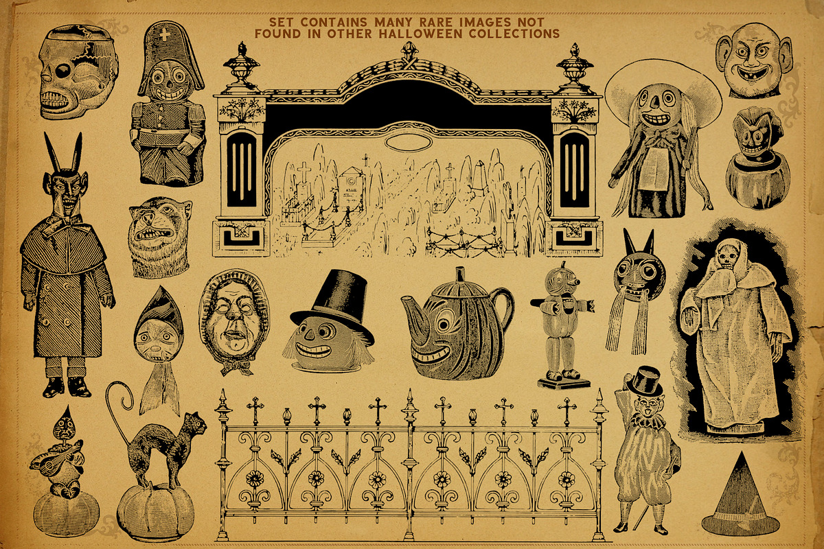 Rare Vintage HALLOWEEN Clipart Set, an Object Graphic by Roulette Studio (Photo 7 of 8)