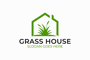 Grass House Care Logo Eco Living, a Branding & Logo Template by Signatoro