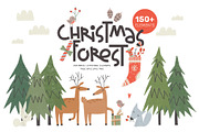 Christmas Forest Clipart Collection, a Seasonal Illustration by K.SweeTheArt (Thumbnail 1 of 9)