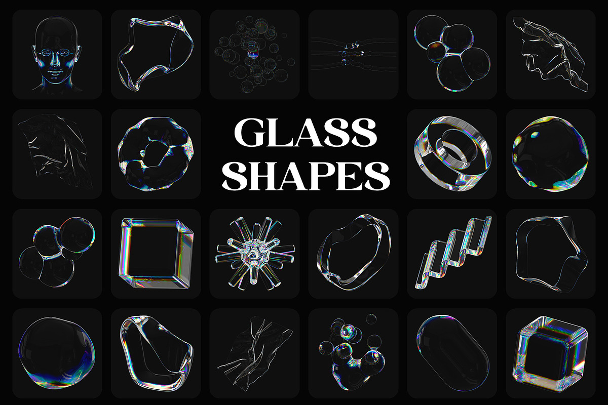 3D Dispersion Glass Shapes Vol2, a Graphic by LarysaZabrotskaya (Photo 5 of 16)
