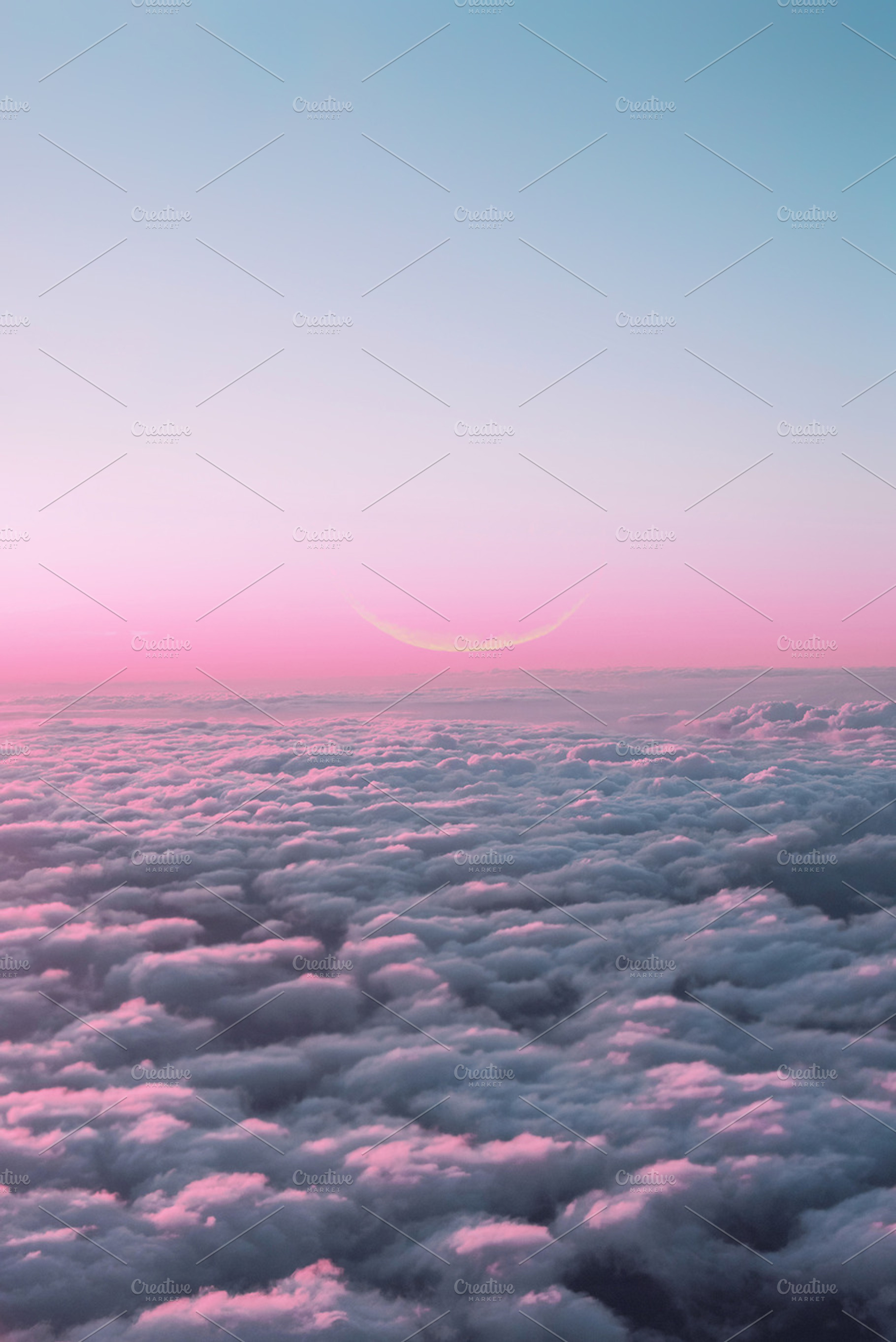 Pink sunset sky with new moon, a Nature Photo by Antrisolja Photography