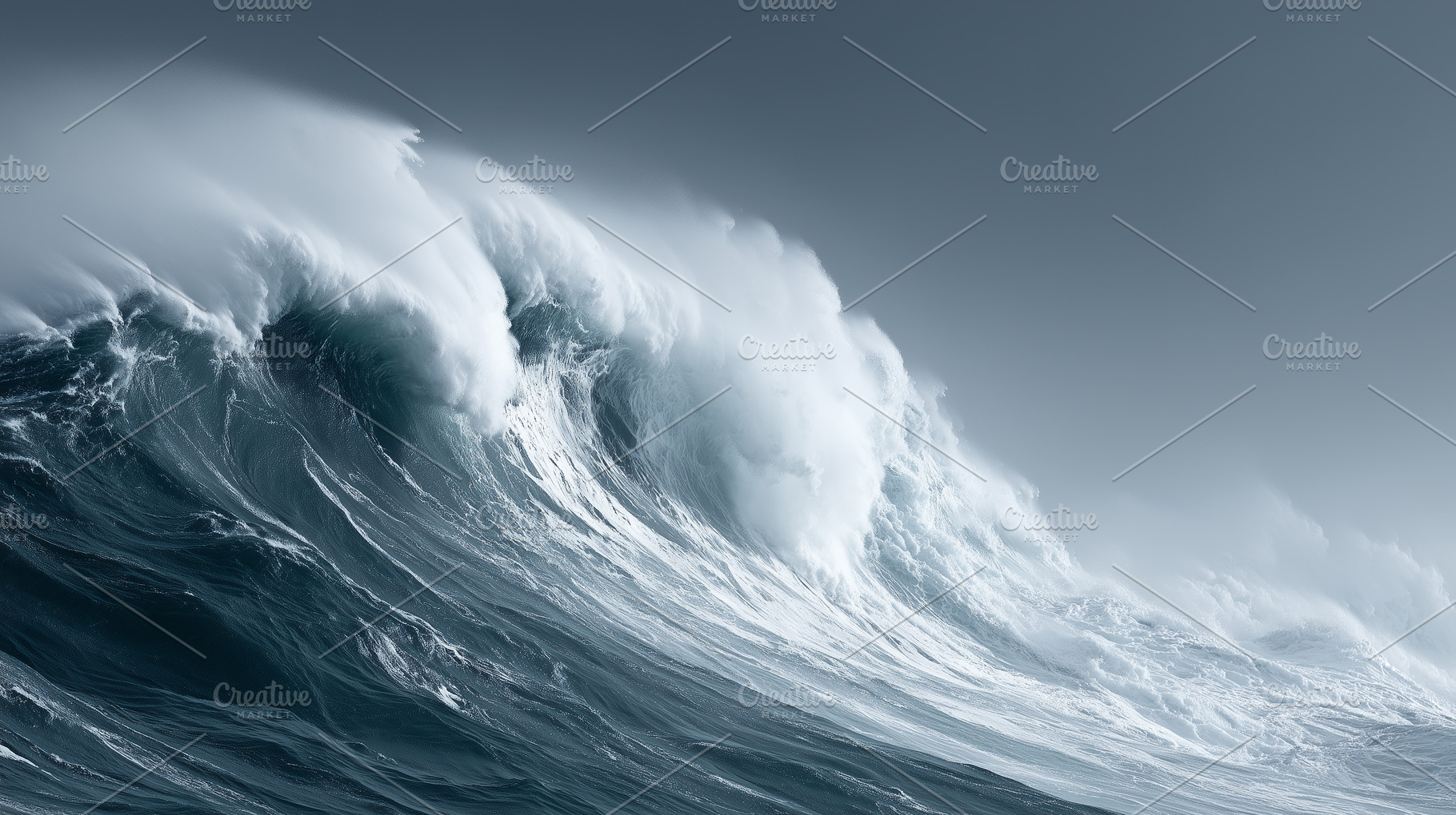 Powerful ocean waves crashing with, a Nature Photo by MistyDay