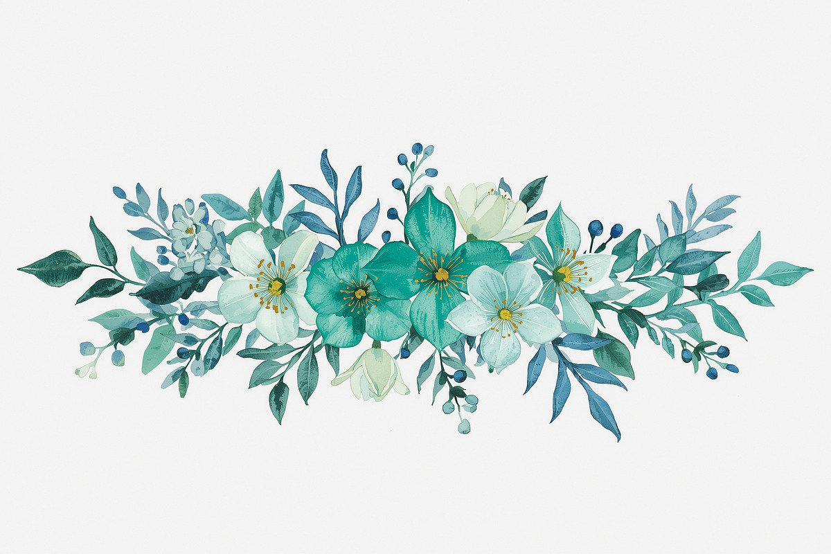 Cool Blue Watercolor Florals, an Illustration by Creativeshirt (Photo 6 of 11)