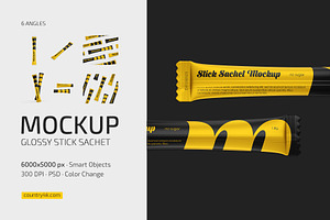 Glossy Stick Sachet Mockup Set