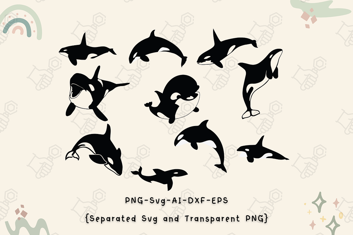 Orca svg, Killer whales shark svg