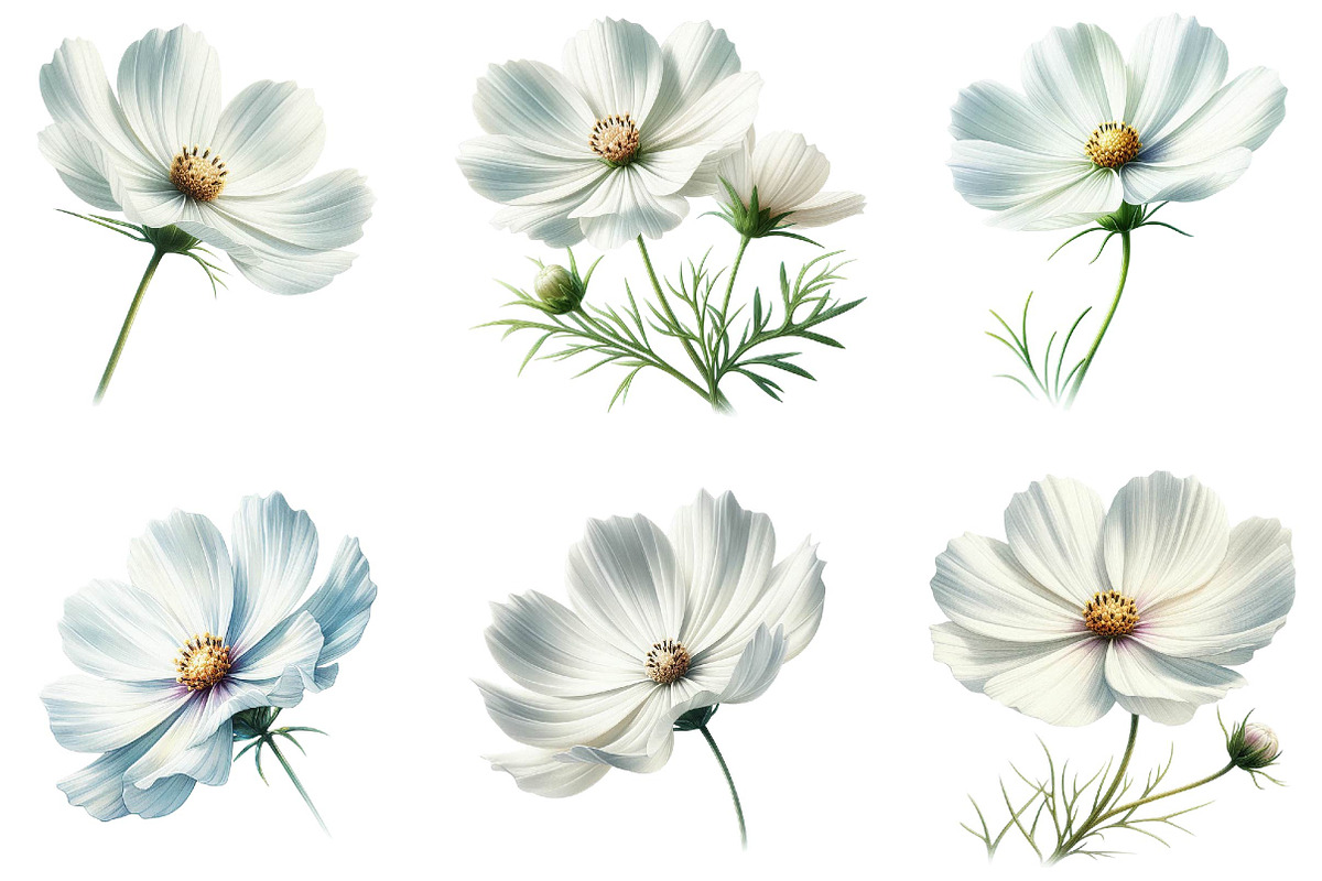Wedding White Cosmos Flower Clipart, a Decorative Illustration by fashionaddict (Photo 2 of 7)