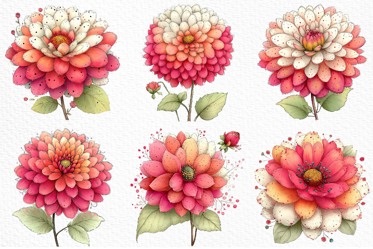 Whimsical Spring Dahlia Flower Png, an Illustration by Craft Nest (Photo 6 of 11)