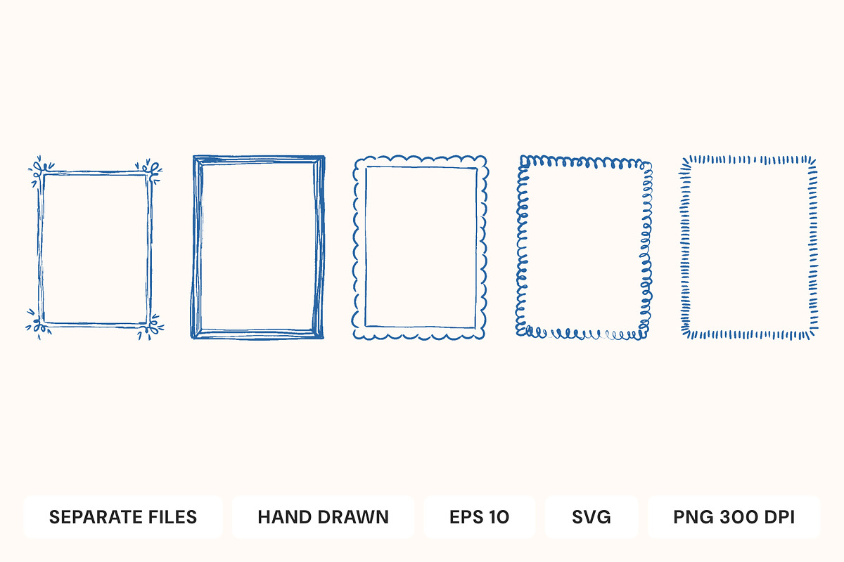 Hand drawn ornamental frame borders, an Illustration by SappiStudio (Photo 3 of 3)
