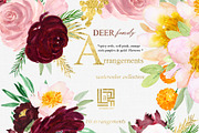 Autumn Watercolor Flowers. Deer, an Animal Illustration by LABFcreations (Thumbnail 2 of 12)