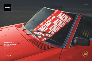 Bar Poster Ad on Car Window Mockup, an Advertising Mockup by creatsy5