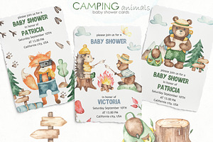 Camping Animals Watercolor