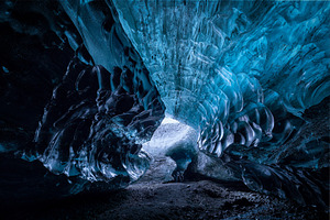 Blue ice cave in vatnajokull glacier featuring ice, cave, and iceland