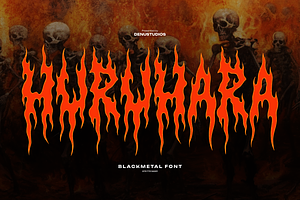 Huruhara | Black Metal Font, a Blackletter Font by Denustudios