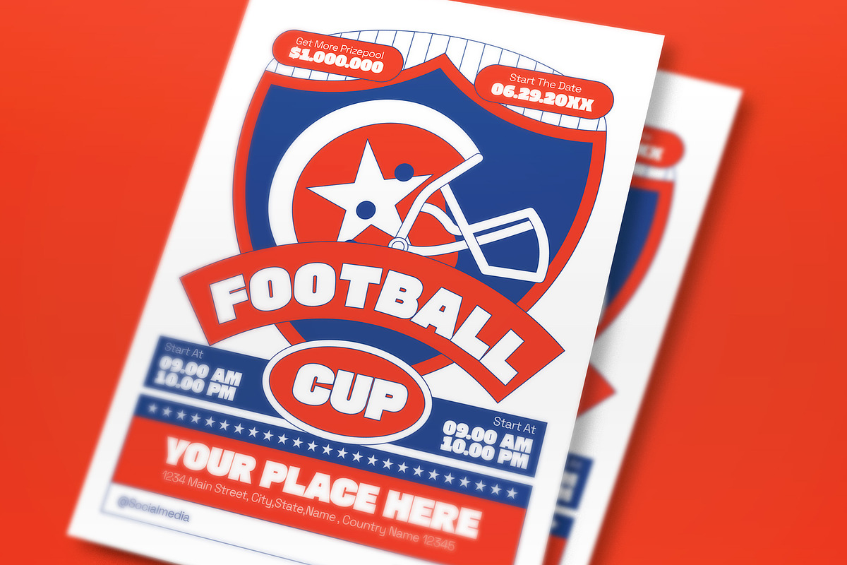 Orange Football Tournament Flyer Set, a Flyer Template by graphicook (Photo 2 of 3)
