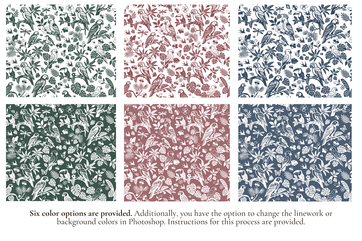 Tropical Parrot Toile de Jouy Print, a Background Graphic by Hughes Studio (Photo 2 of 8)