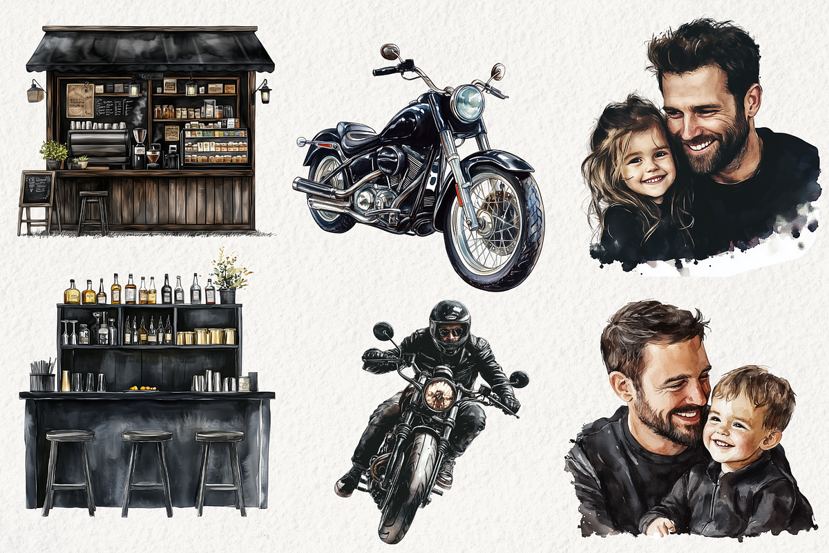 Classic Black Father's Day Clipart, an Illustration by NadiaTheronArt (Photo 4 of 5)
