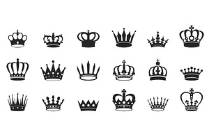 Black crown silhouettes set, an Object Illustration by Valerie Bodnar