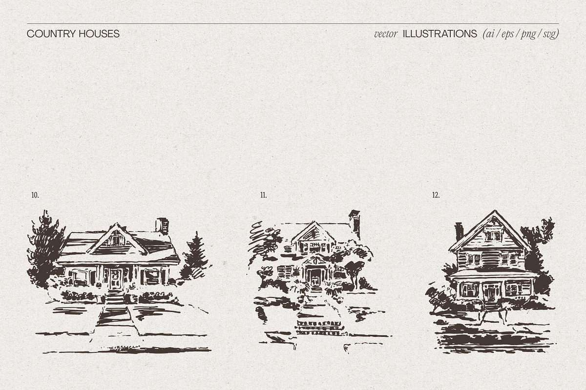 Countryside House Sketch Collection, an Object Illustration by TheMountBirdStudio (Photo 6 of 8)