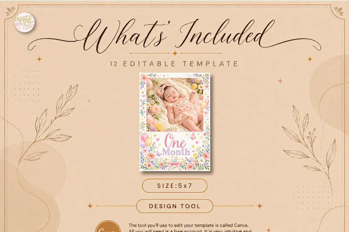 Baby Monthly Milestone Photo Canva, a Marketing Template by KennedyStudio (Photo 9 of 9)