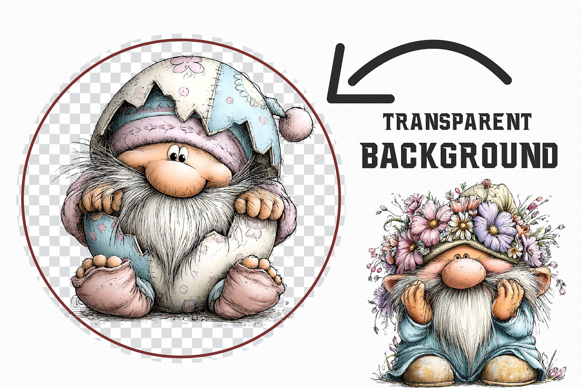 Cute Easter Gnome Clipart, an Illustration by Libby Wishes (Photo 2 of 6)