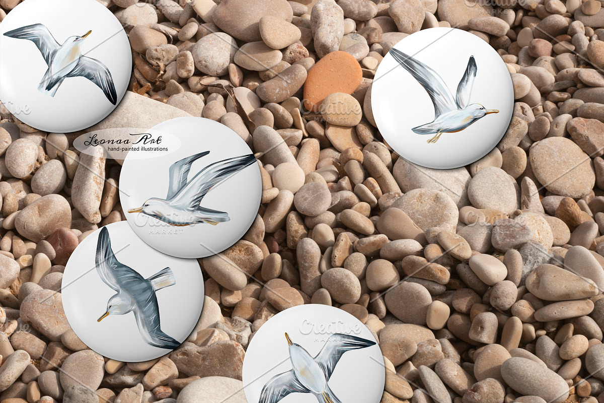 Seagulls Clipart Set, an Animal Illustration by Leonaa art (Photo 9 of 10)