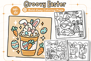 Groovy Easter Coloring Pages, a Seasonal Illustration by Design Station (Thumbnail 1 of 4)