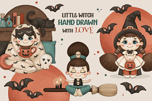 Cute Little Witches – Halloween PNG