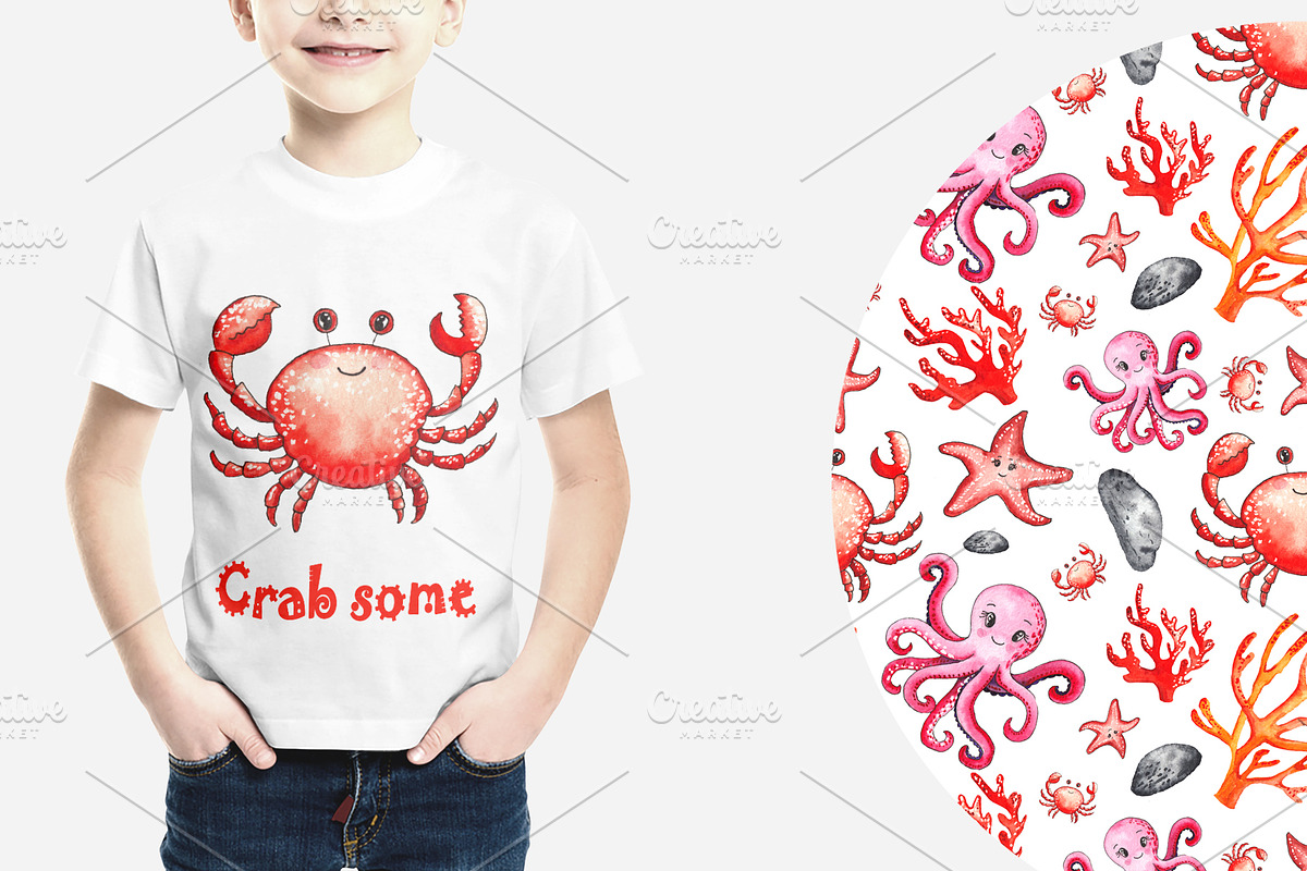 Little OCEAN creatures. Watercolor, an Object Graphic by Ana-Sakuta (Photo 5 of 16)