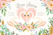 Love Swan Watercolor Clip Art, an Animal Illustration by everysunsun (Thumbnail 1 of 5)