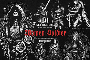 10 Bundle Dark Art Women Soldier, an Illustration by Morspective