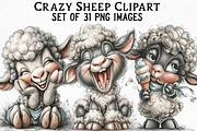 Crazy Sheep Clipart, an Illustration by Craft Nest (Thumbnail 1 of 6)