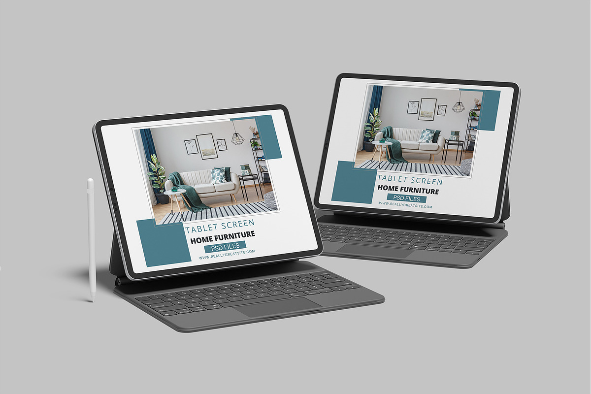 Tablet Pro With Keyboard Mockup, an iPad Mockup by lamorastudio (Photo 6 of 11)