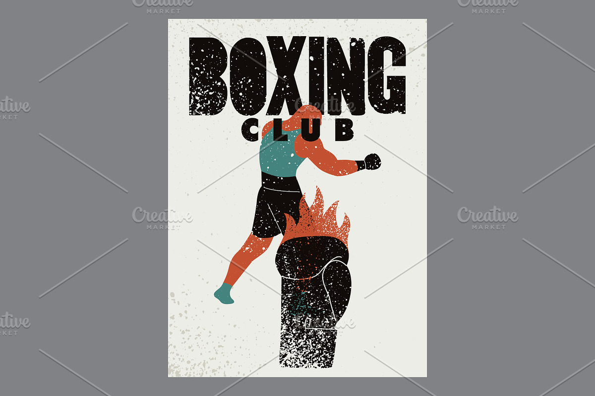 Boxing grunge vector poster set., a Sport Illustration by PoPaShop (Photo 4 of 9)