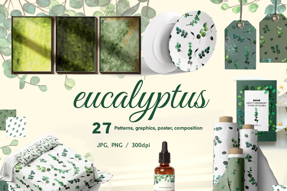 Watercolor Eucalyptus set, an Object Graphic by KlymchukArtworks (Photo 1 of 10)