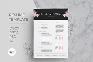 Floral 1 page Resume, a Resume Template by Emaholic Template