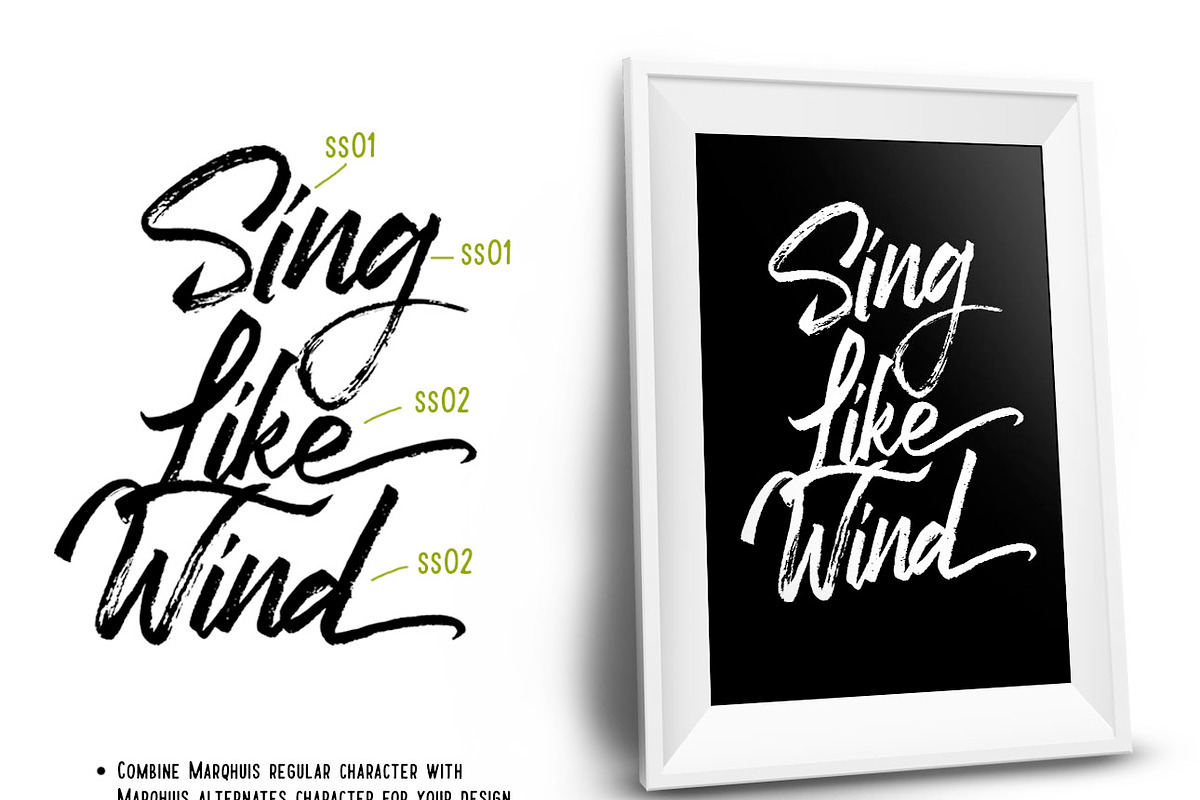 Marqhuis brush font preview 4