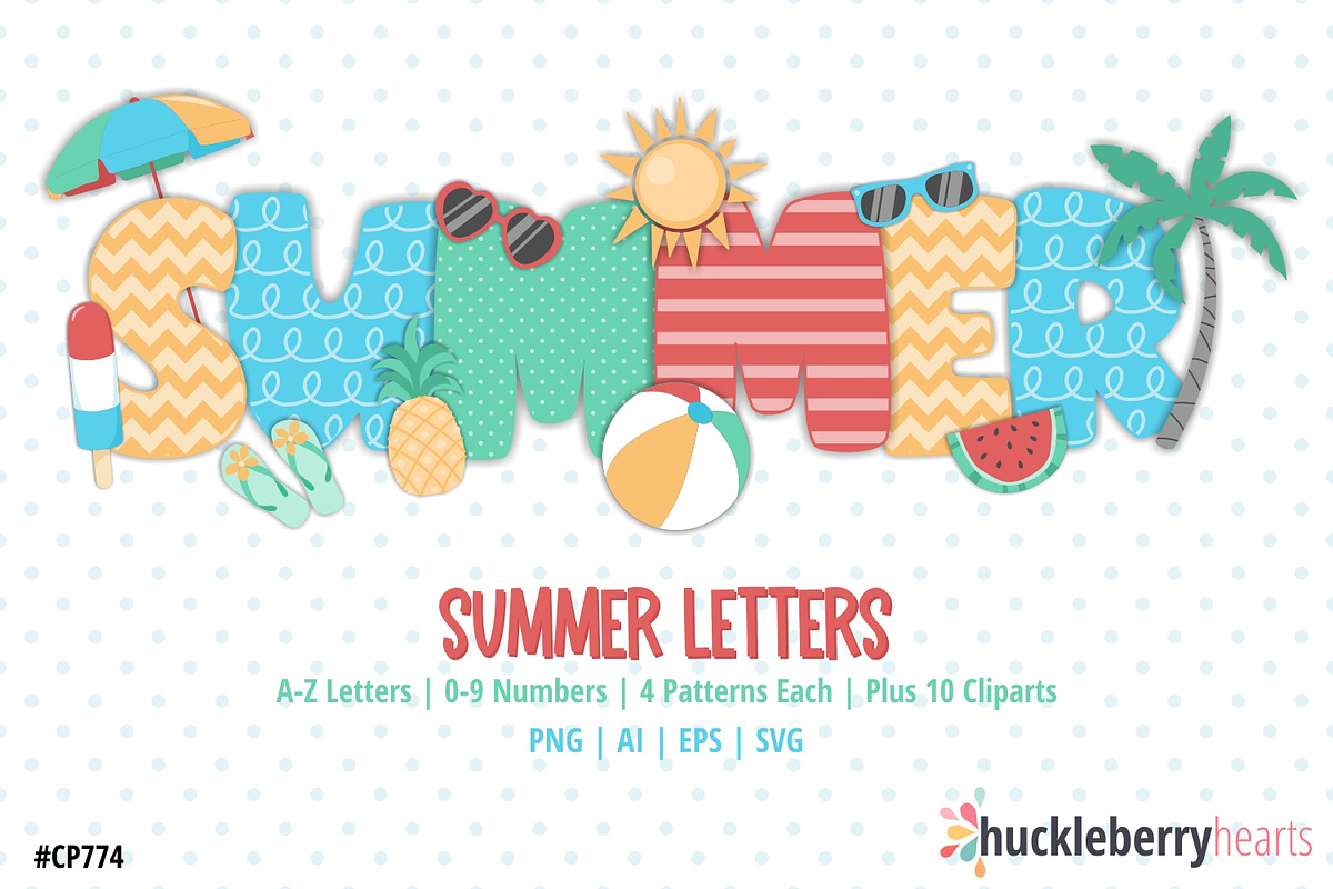 Summer Letters Clipart, an Illustration by Huckleberry Hearts (Photo 1 of 4)