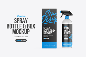 Spray Bottle & Box Mockup