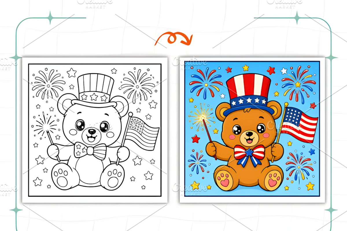 4th of July Bold and Easy Coloring, a Seasonal Illustration by Ink Gallery (Photo 4 of 8)