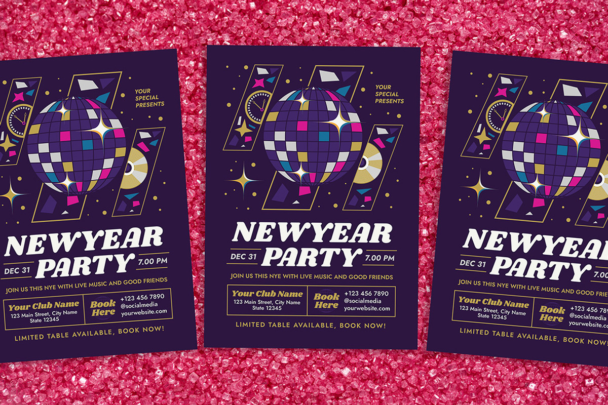 New Year Party Flyer, a Flyer Template by Gumico Studio. (Photo 1 of 3)