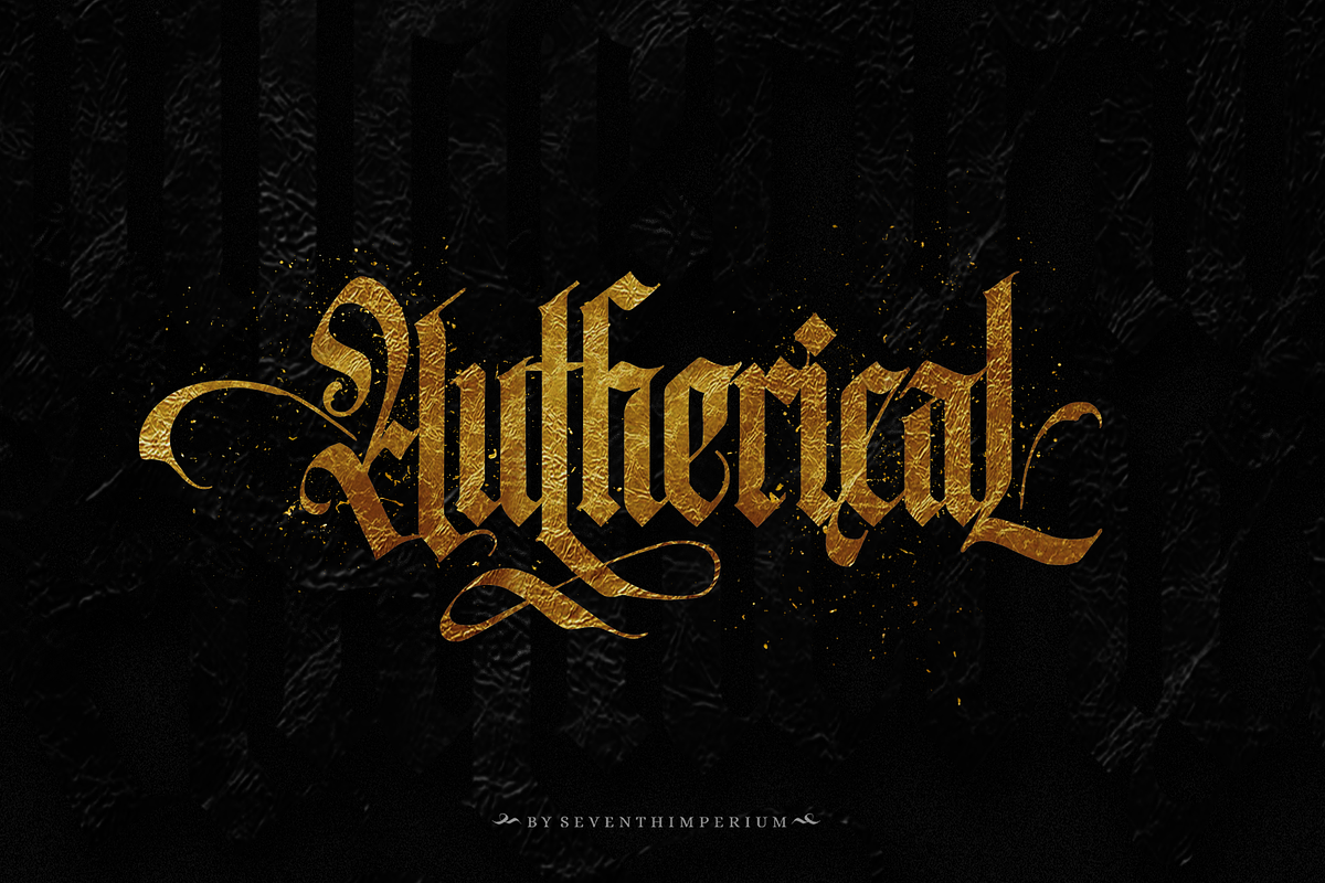 Autherical Typeface, a Blackletter Font by seventhimperium (Photo 1 of 11)