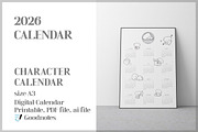 2026 simple character calendar, a Templates & Theme by dott (Thumbnail 1 of 3)
