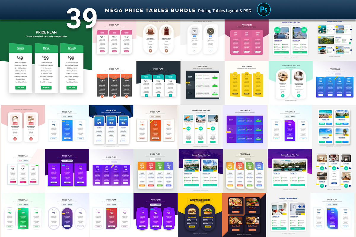 39 Mega Price Tables Bundle, an UI Kit Template by Smashing_Studio (Photo 1 of 40)