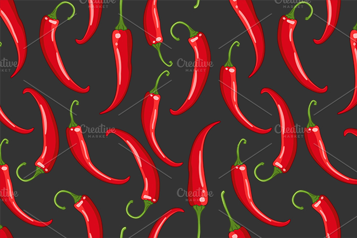 Seamless pattern with chilli peppers, a Pattern Graphic by Primula`s shop (Photo 2 of 3)