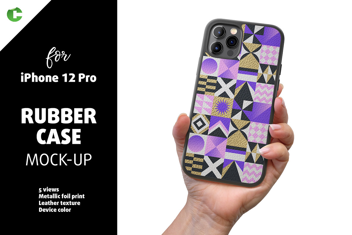 Phone 12 Pro Rubber Case Mock-up, an iPhone Mockup by Colatudo Store (Photo 1 of 8)