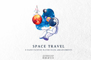 Space travel hand painted clipart, a Technology Illustration by CpandoShop (Thumbnail 1 of 4)