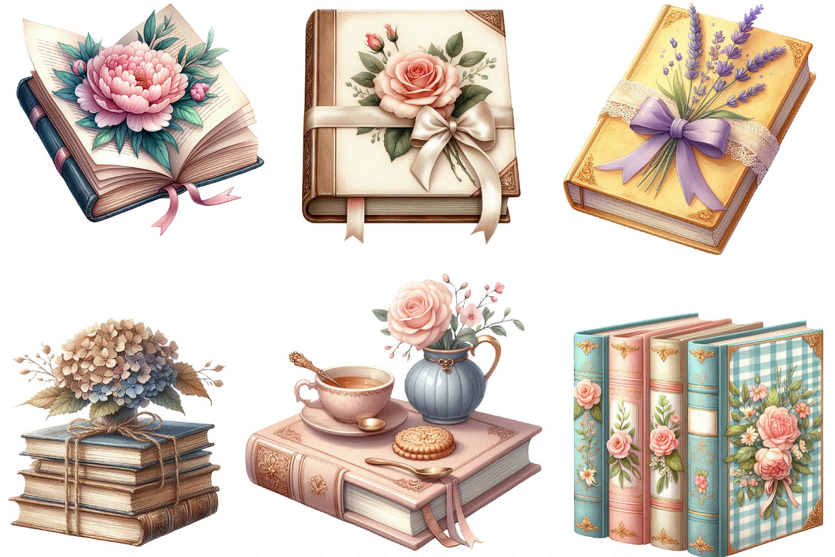 Pastel Cottage Shabby Chic Books, an Illustration by Designking (Photo 2 of 4)