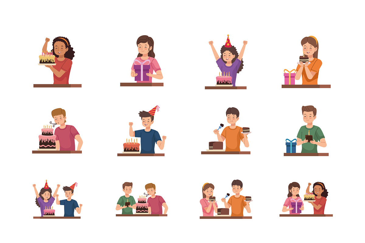 Birthday Celebration Characters Set
