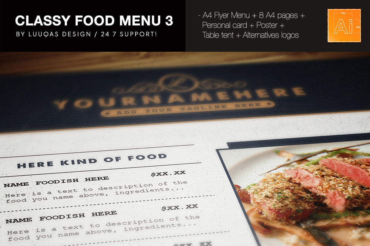 Classy Food Menu 3, a Brochure Template by Luuqas Design (Photo 2 of 5)