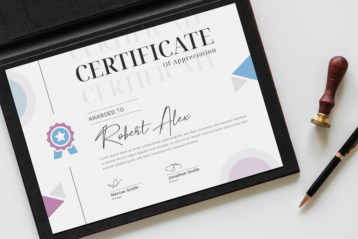 Modern Certificate Template, a Stationery Template by Pixelpick (Photo 2 of 4)
